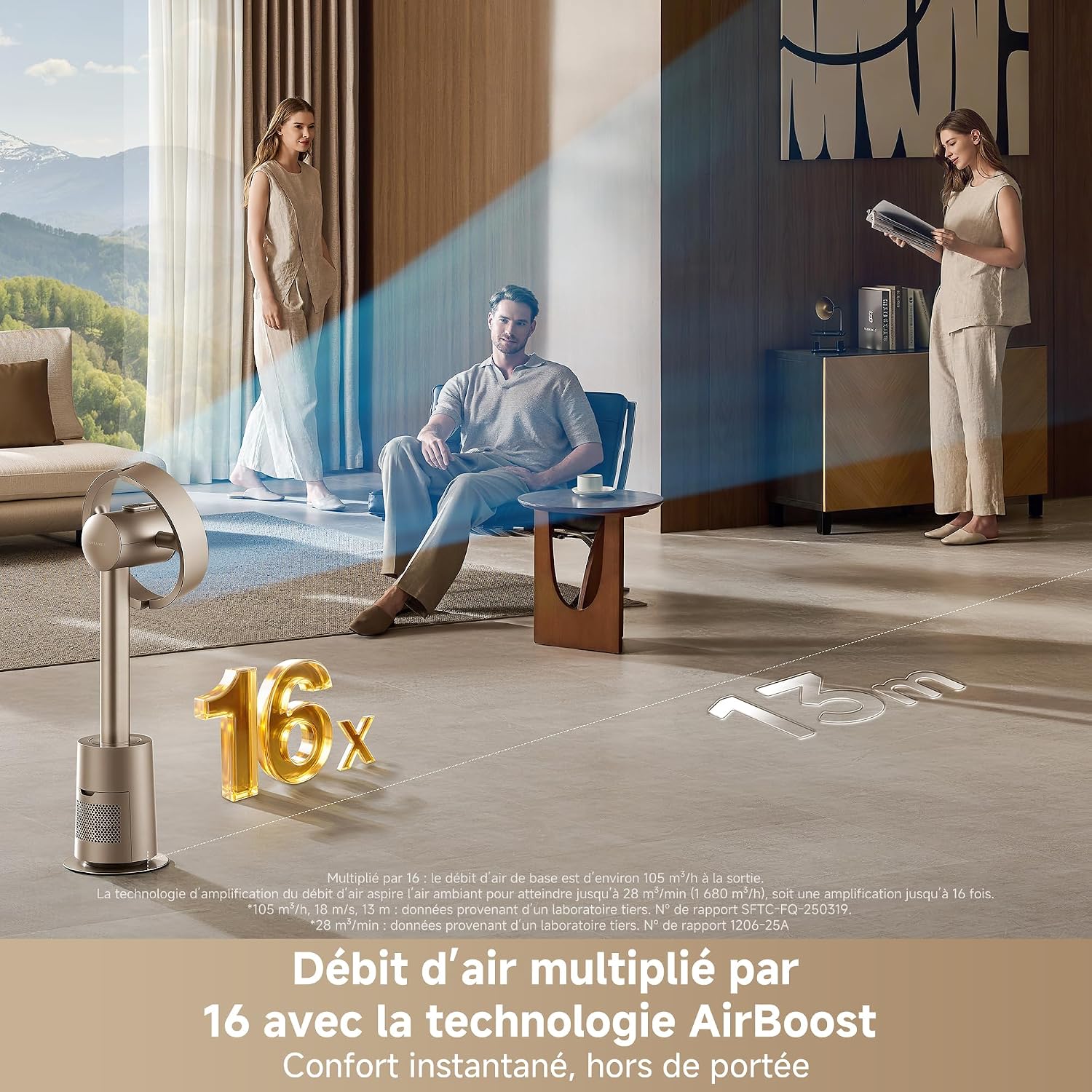 Detalle de dreame MF10 : Ventilateur sans pales avec diffusion d’air à 270° et filtration lavable