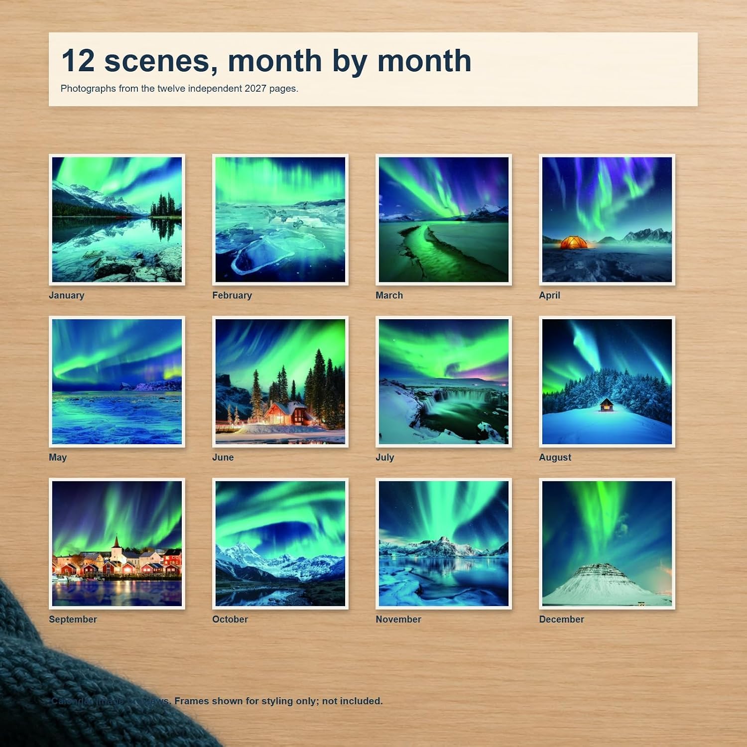 Detalle 1 de OKAMZIK O-AURORA 2027 Wall Calendar, 12" x 24" with Large Writing Blocks