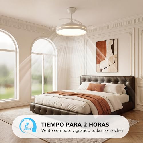Thumbnail 7 de NIORSUN Ventilador de techo con luz 42" (106 cm) con aspas retráctiles, 3 tonalidades de luz, control por APP y mando, 6 velocidades
