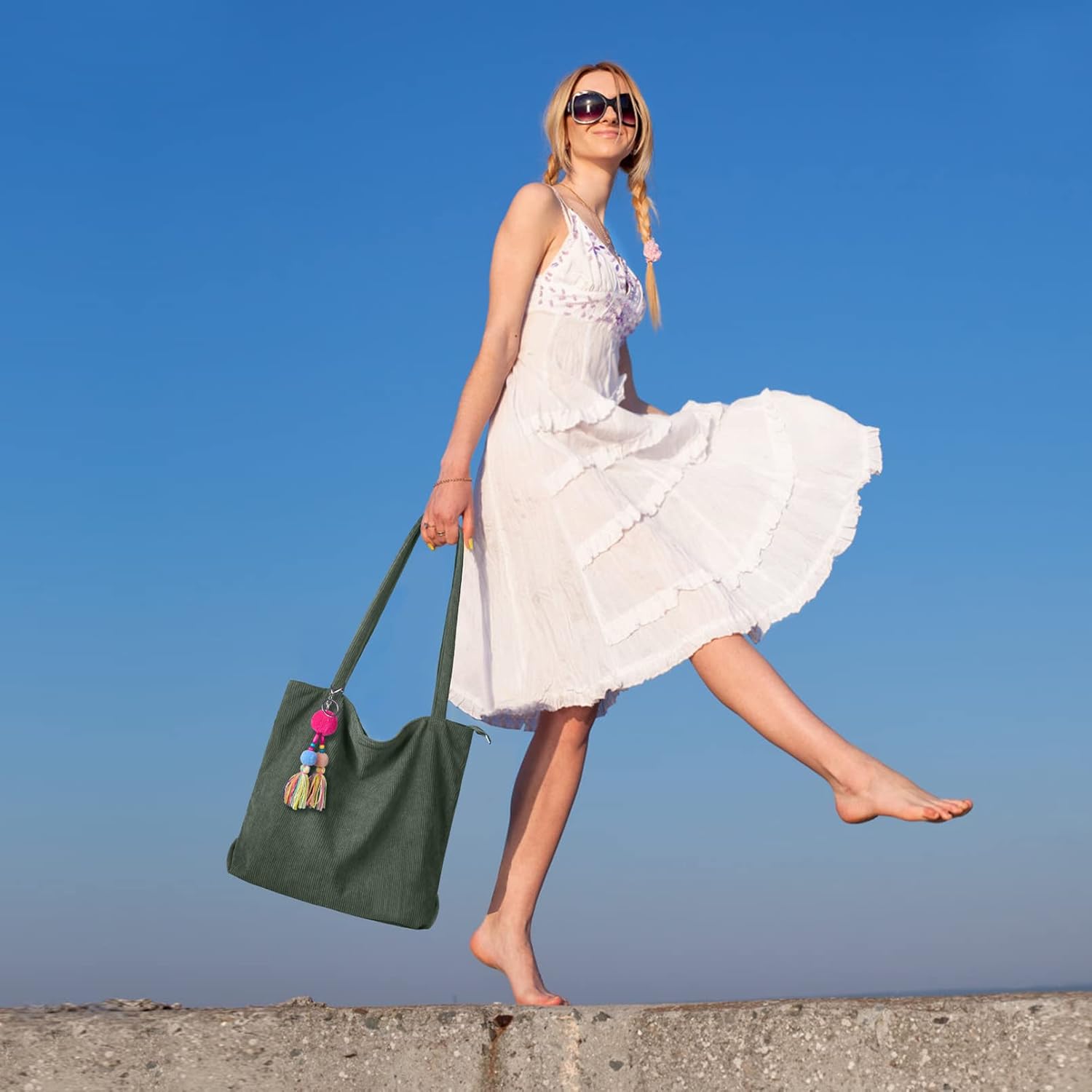 Thumbnail 2 de FITDON Corduroy Tote Bag 43x36x12cm