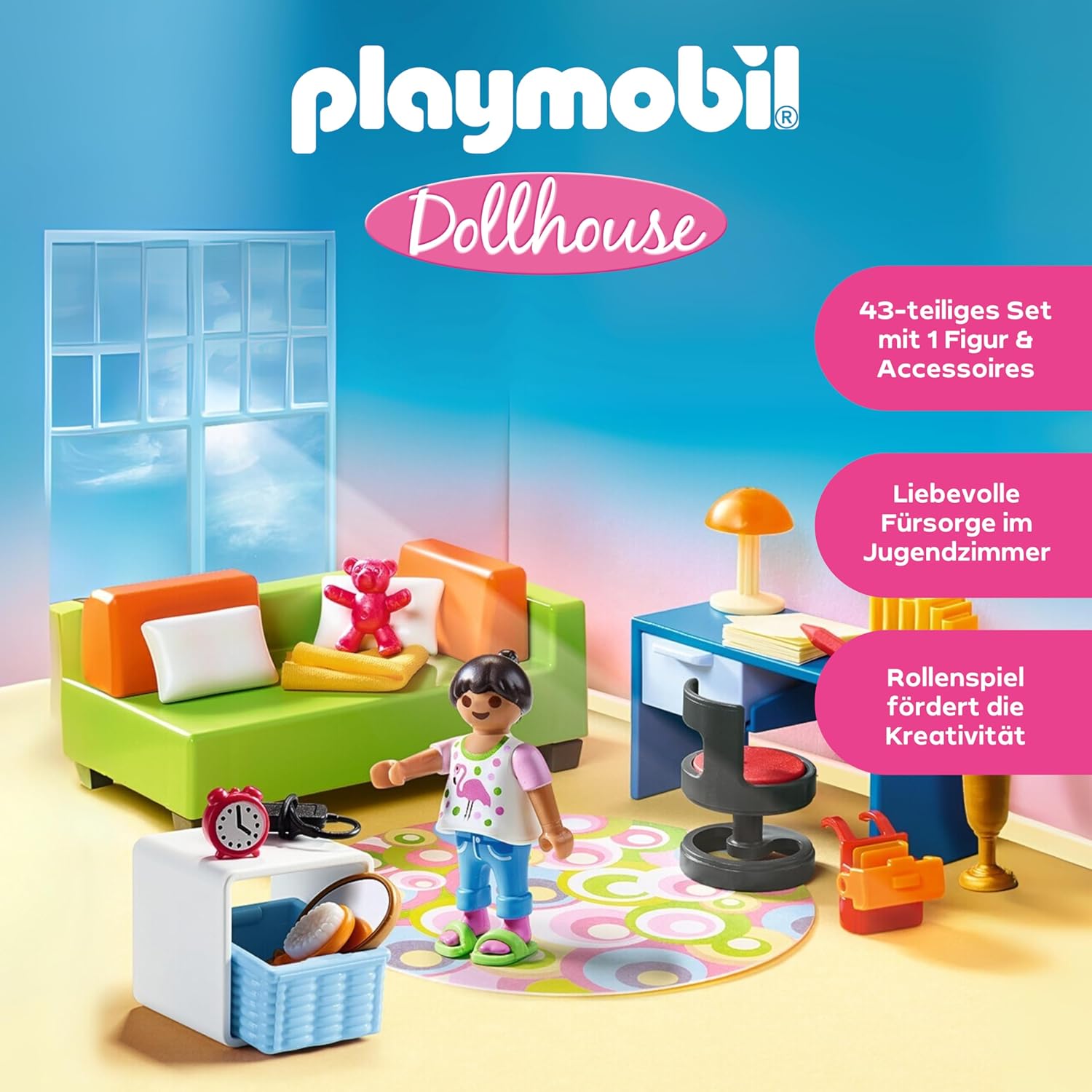 Thumbnail 3 de PLAYMOBIL Dollhouse 70209 Jugendzimmer mit Mädchenfigur und Zubehör (ab 4 Jahren)