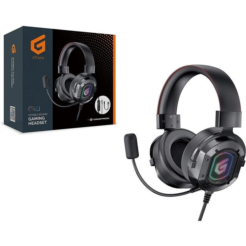 Thumbnail 1 de Auriculares Conceptronic ATHAN03B con cable 3,5 mm Gaming RGB, micrófono y diadema ajustable
