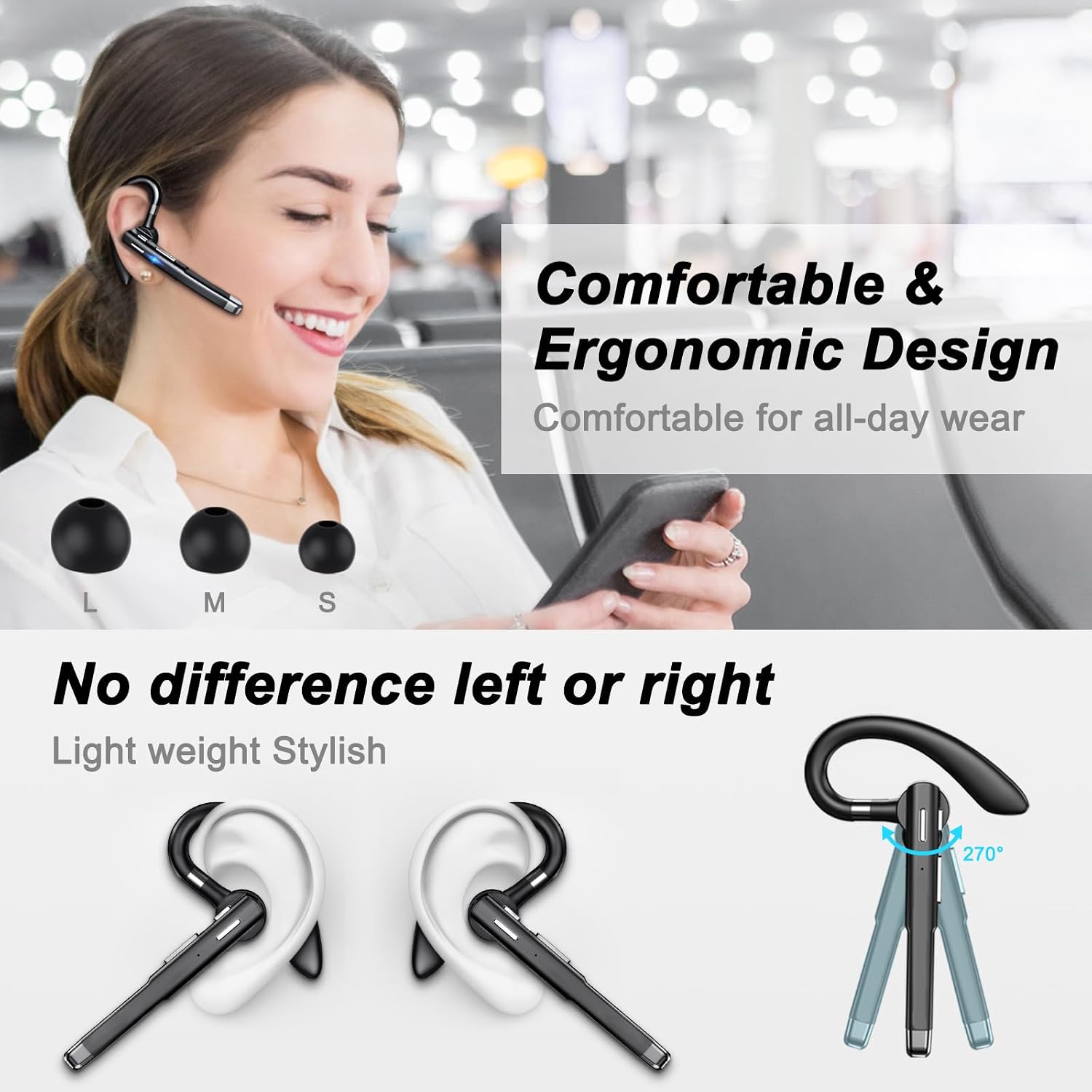 Detalle de Unknown Single Ear Bluetooth 6.1 Headset 120H playback