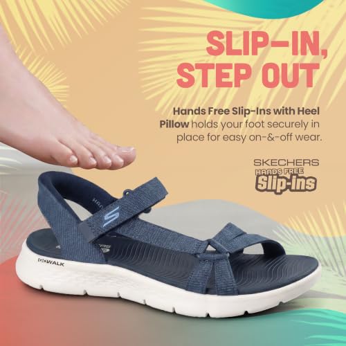 Detalle de Skechers GO WALK FLEX SANDAL ILLUMINATE para mujer – Navy