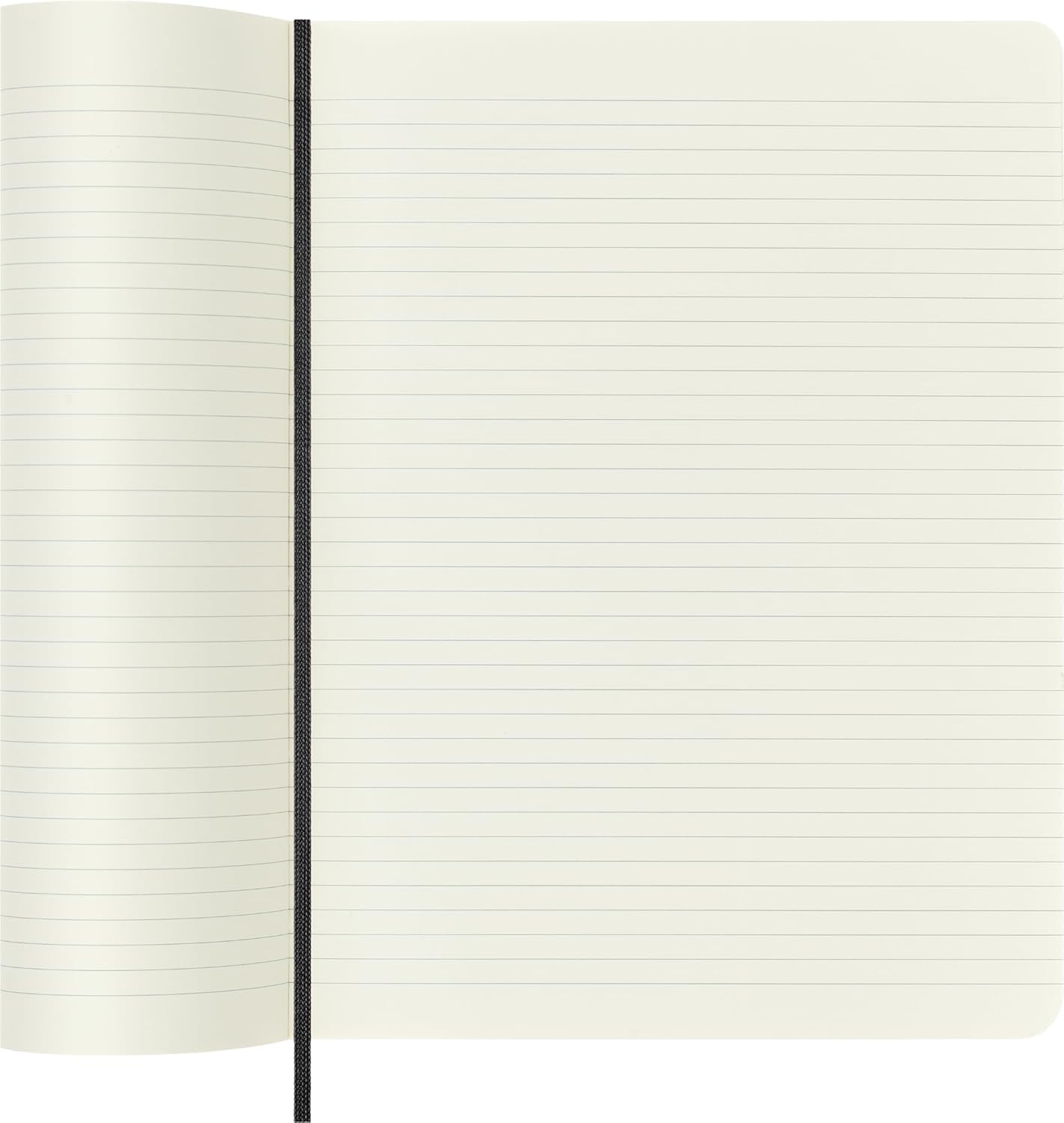 Detalle de Moleskine Classic Notebook XL a righe, copertina morbida, elastico - Nero, 192 pagine