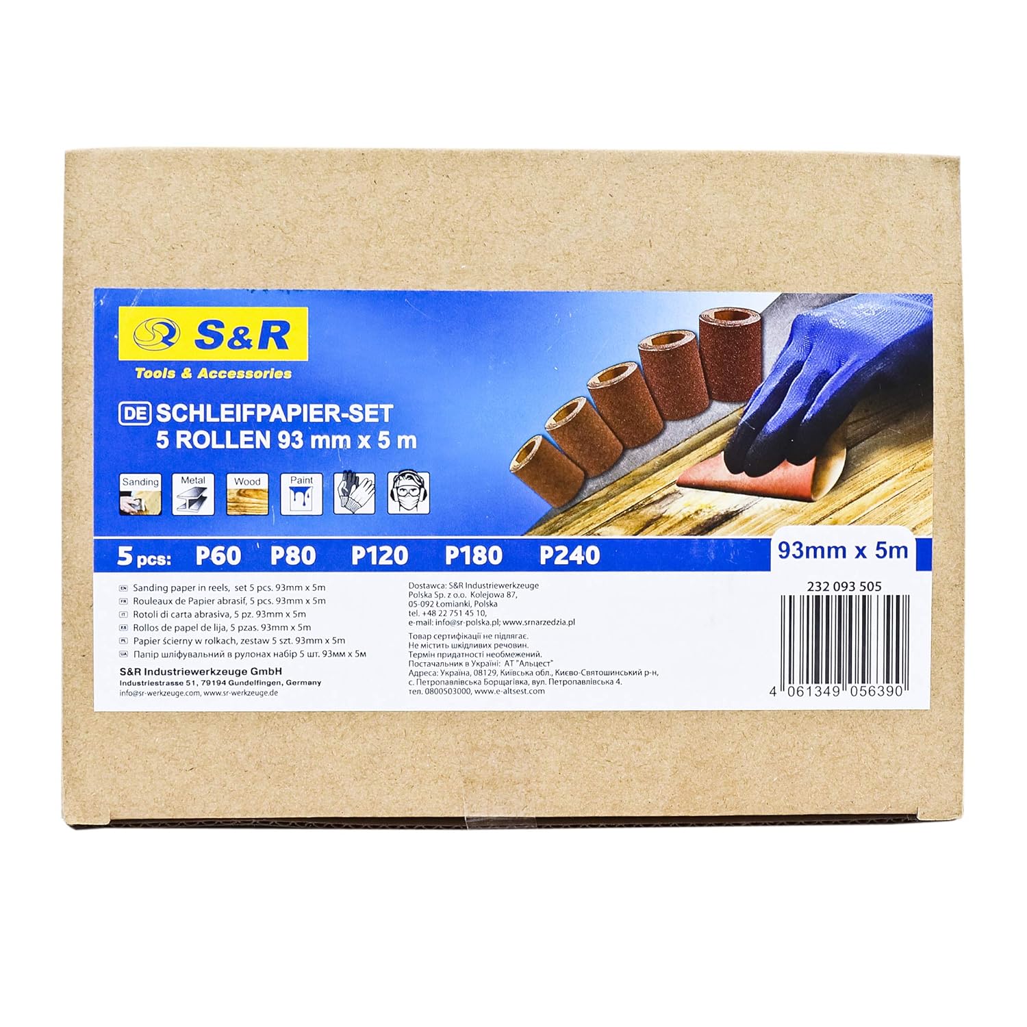 Thumbnail 6 de S&R Rotoli Carta Vetrata Abrasiva 5 Rotoli da 5 m (93 mm) – grane 60/80/120/180/240