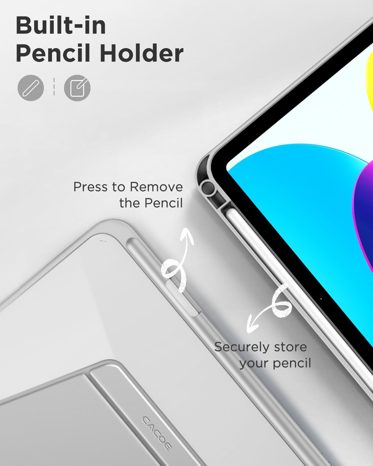 Thumbnail 3 de CACOE Case for iPad (A16) 11th/10th Generation with Pencil Holder – Grey