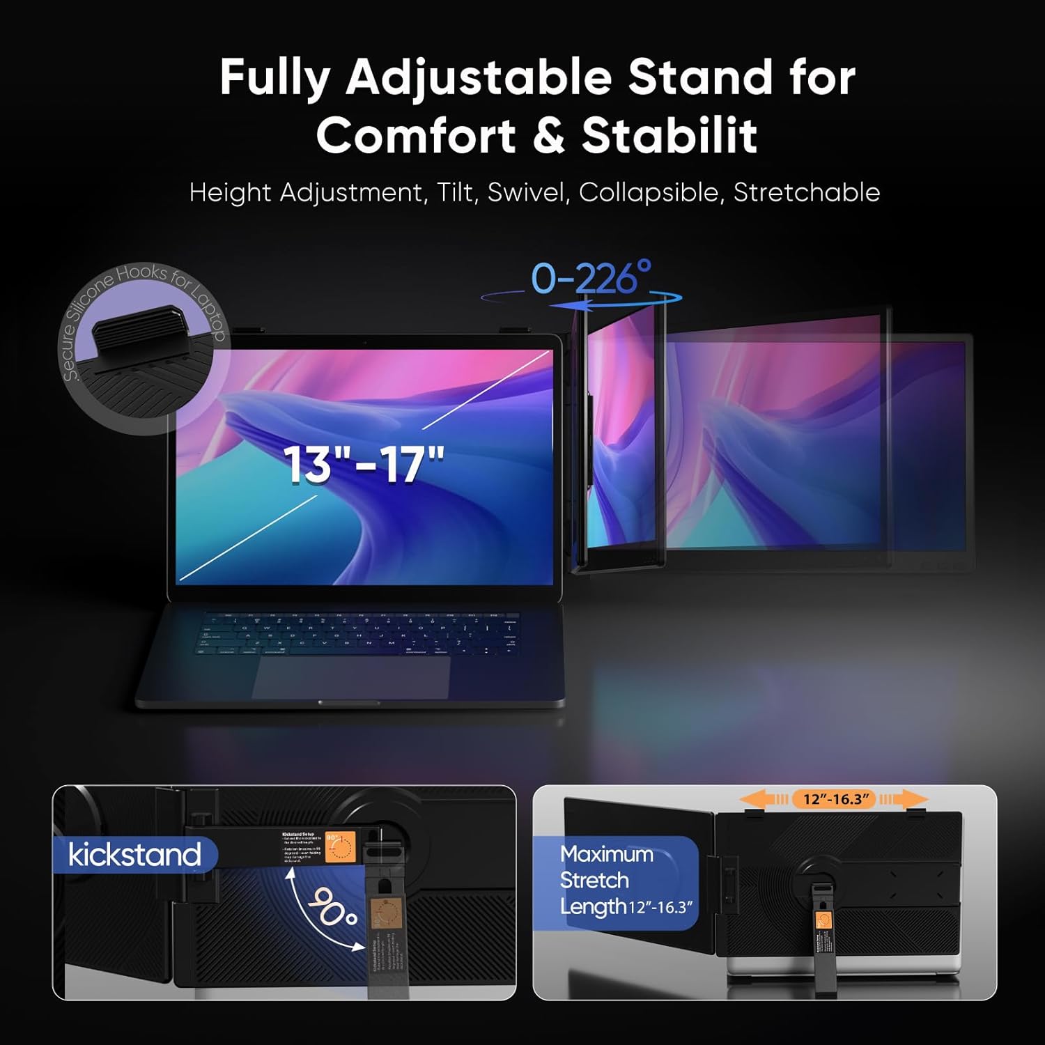 Detalle de VueForge Laptop Screen Extender 14" FHD Dual Screen Monitor (USB-C/HDMI)