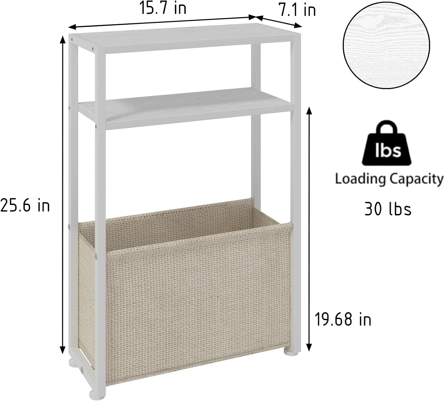 Detalle 2 de Leomonio Narrow Side Table, White and Camel Brown