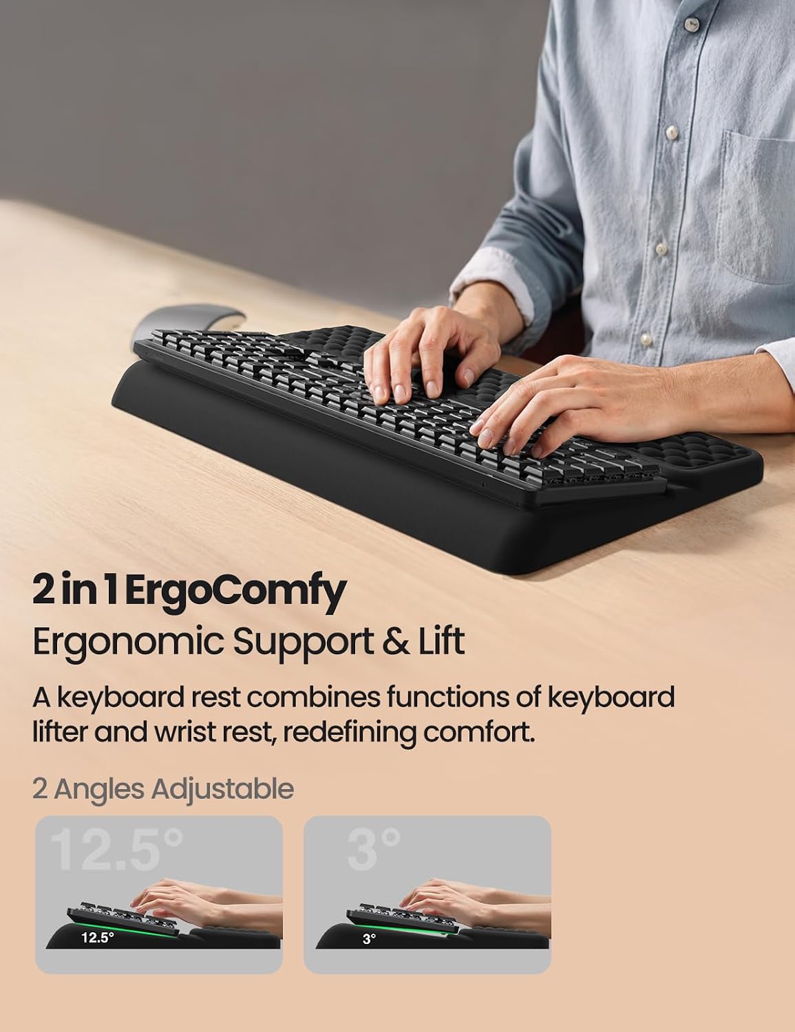 Thumbnail 4 de VAYDEER Ergonomic Keyboard Wrist Rest 2‑in‑1 ⌨