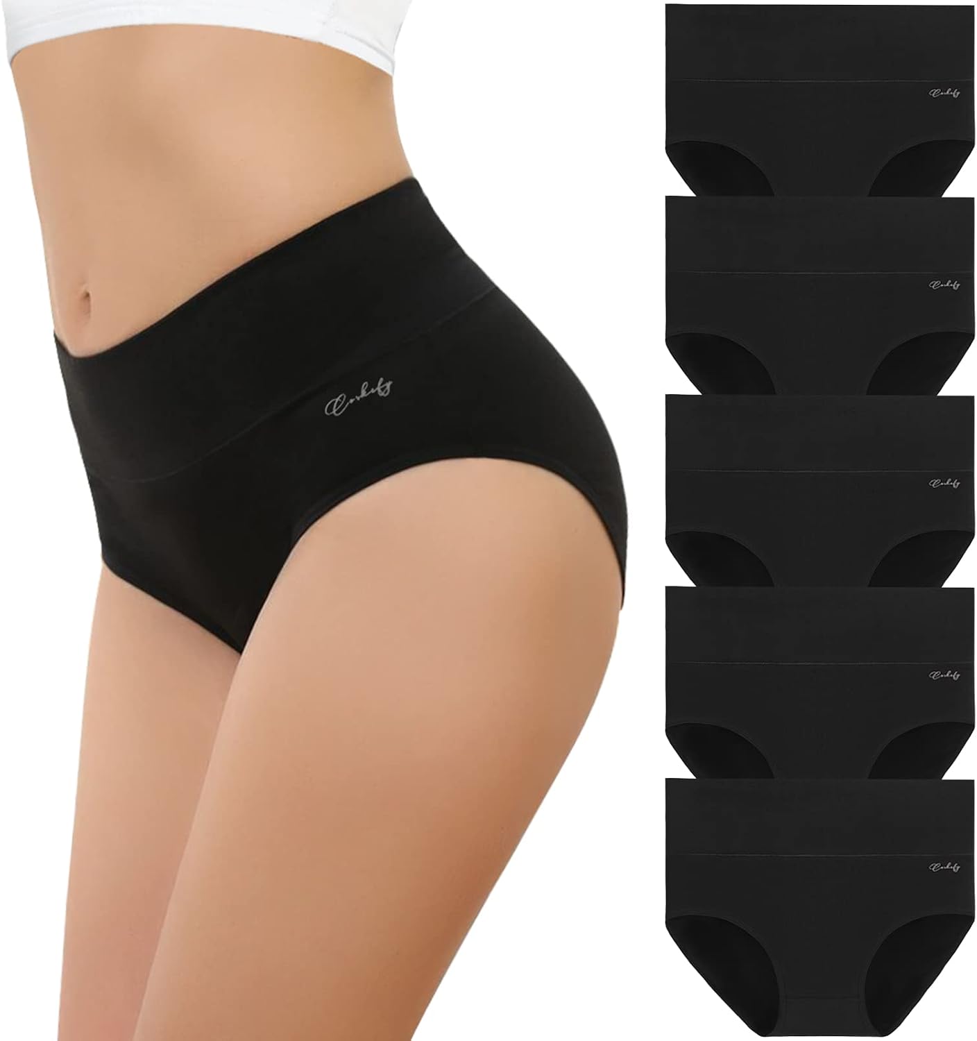 Detalle de Coskefy Women's High Waisted Cotton Knickers - 5 Pack