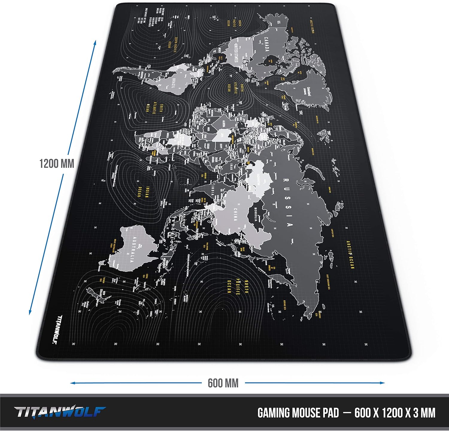 Thumbnail 2 de TITANWOLF Extra Large Gaming Mouse Mat (1200x600mm) XXL Desk Pad in Black
