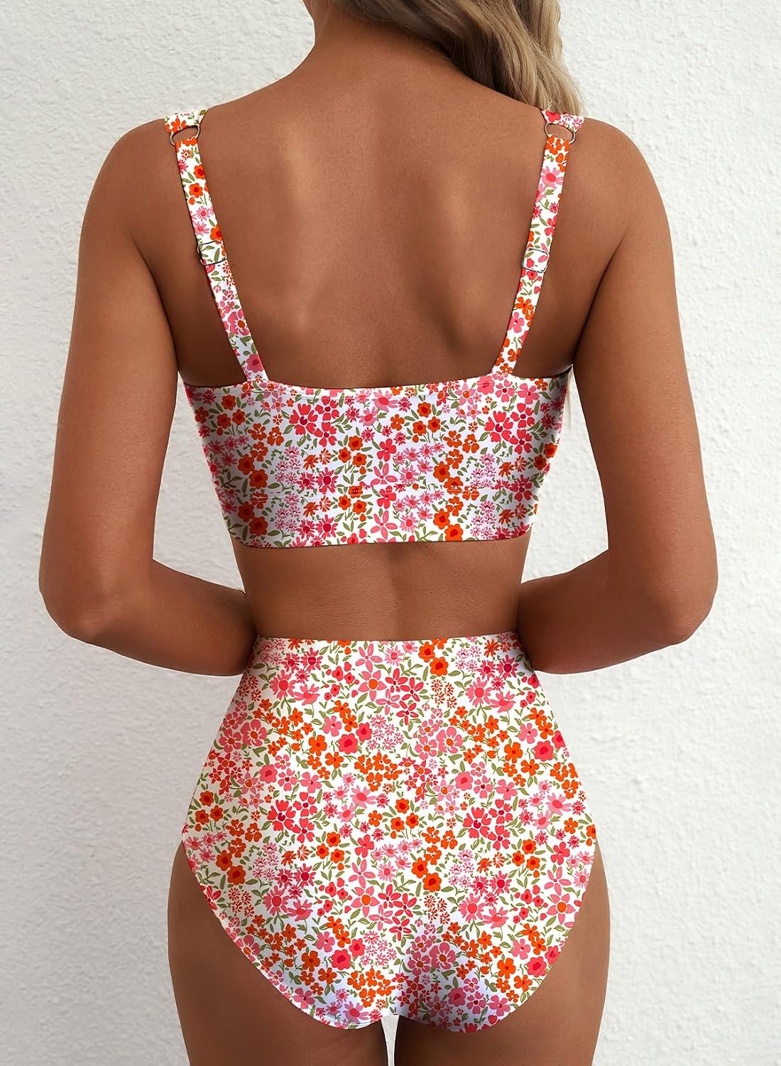 Detalle de Herseas Women's 2 Piece U Wire Cutout Bikini Sets – Floral Print, High Waisted Swimwear (2026 Summer)