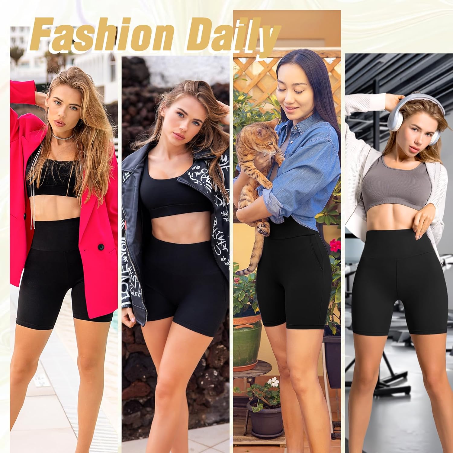 Detalle 2 de Leafigure Leggings with Pockets for Women – High-Waisted, Opaque Gym Shorts
