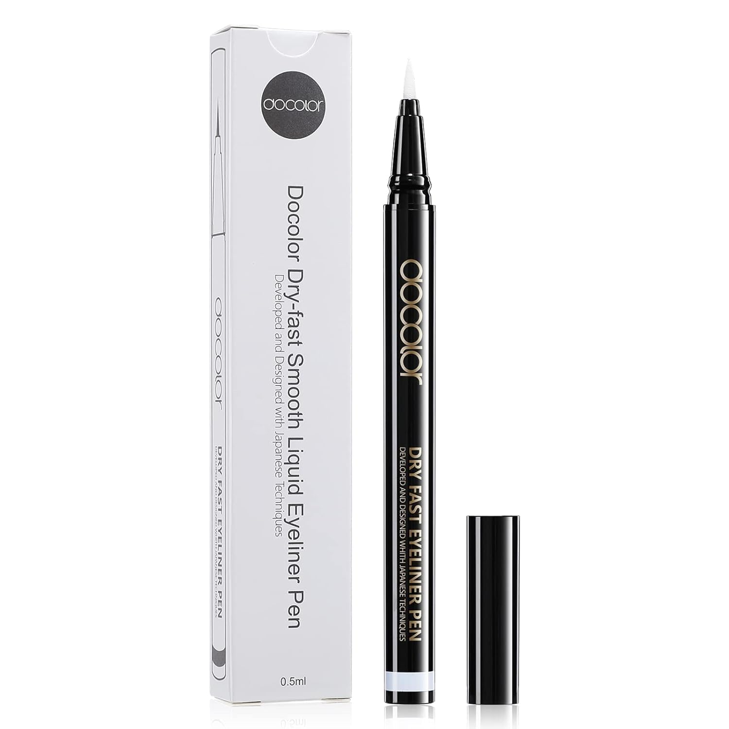 Detalle de docolor Waterproof Eyeliner Pen, White Liquid Liner with Ultra-Fine Tip