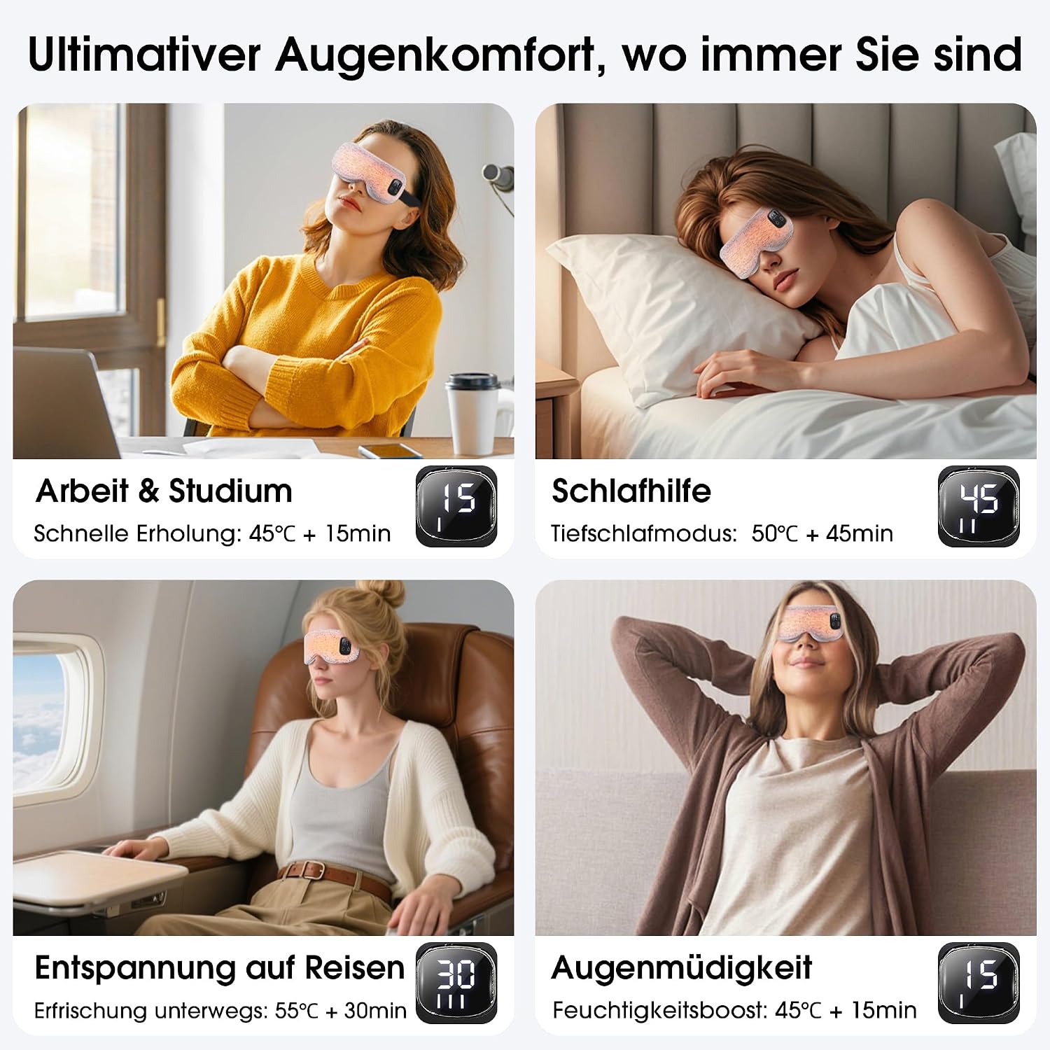 Thumbnail 6 de EASICUTI Augenmaske Wärmend – Kabellose Wärme-Augenkompresse mit 4 Stufen, 1200 mAh Akku