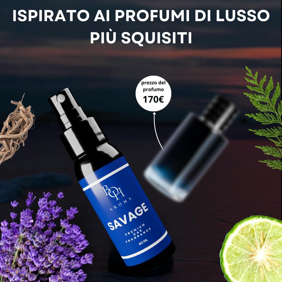 Detalle de BOH Aroma profumo per auto SAVAGE — spray profumato e neutralizzatore di odori, 60 ml