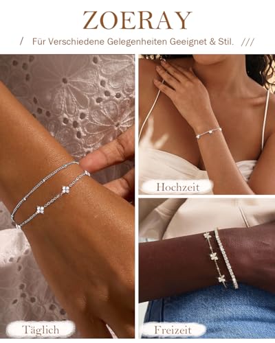 Thumbnail 4 de ZOERAY Bracelet Femme Argent 925 Or avec Trefle à 4 Feuilles Réglable