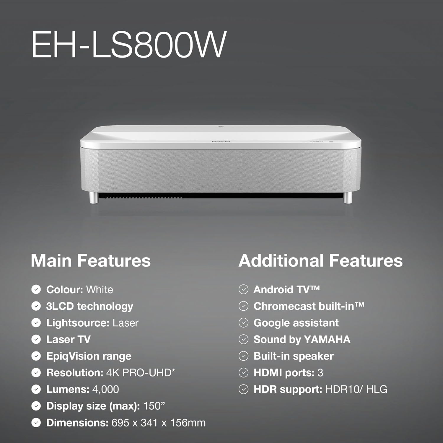Thumbnail 5 de Epson EH-LS800W 4K projector 4,000 lumens