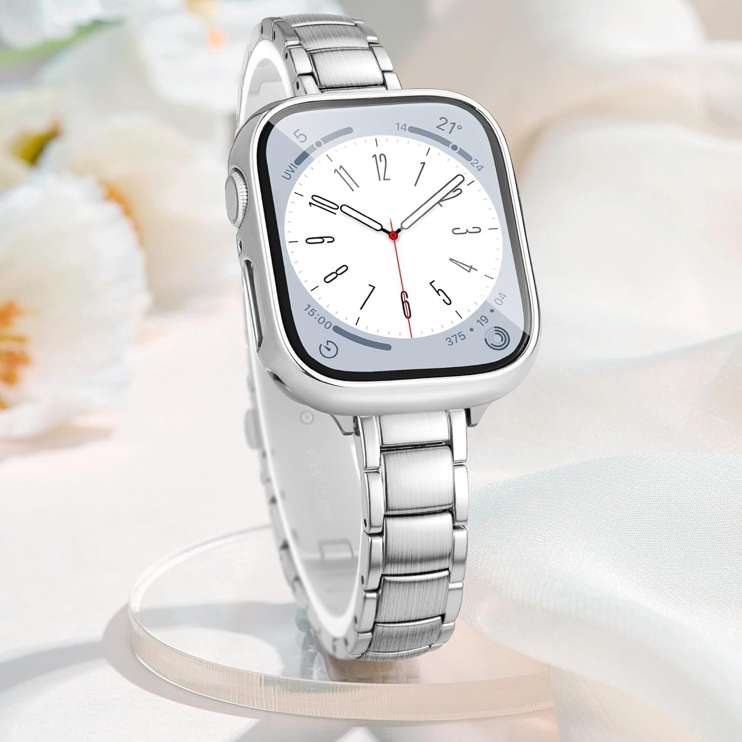 Detalle de G-ficu Slim Stainless Steel Watch Strap with Protective Case for Apple Watch (40mm/41mm/44mm)