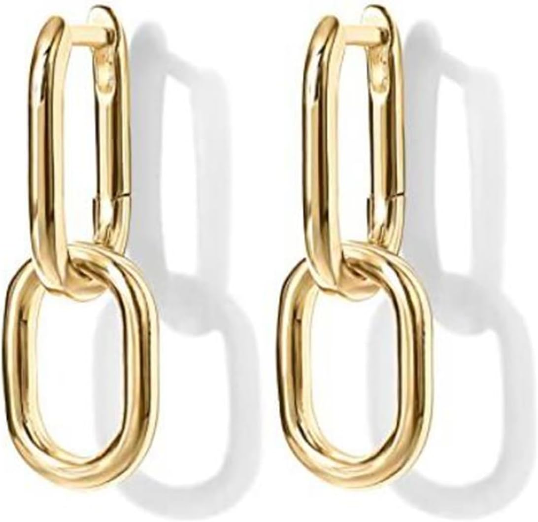 Detalle de Senteria Silber Creolen für Damen – S925 Sterling Silber, 14 Karat Weißgold Plattiert, Gedrehte Zirkonia, 4 mm