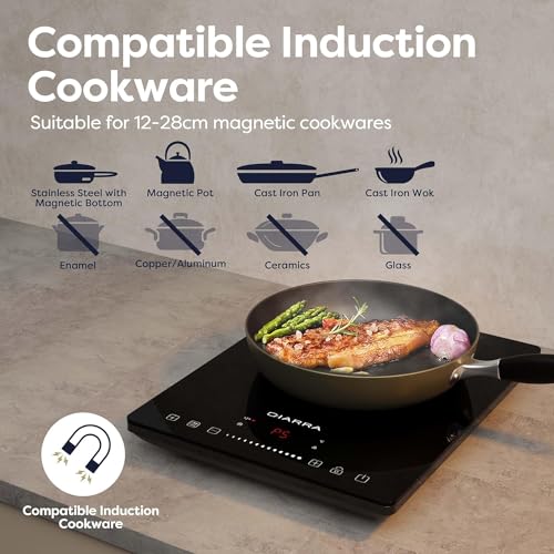 Detalle de CIARRA CBTIH1 2000W Induction Hob with 8 Modes and Sensor Touch Control