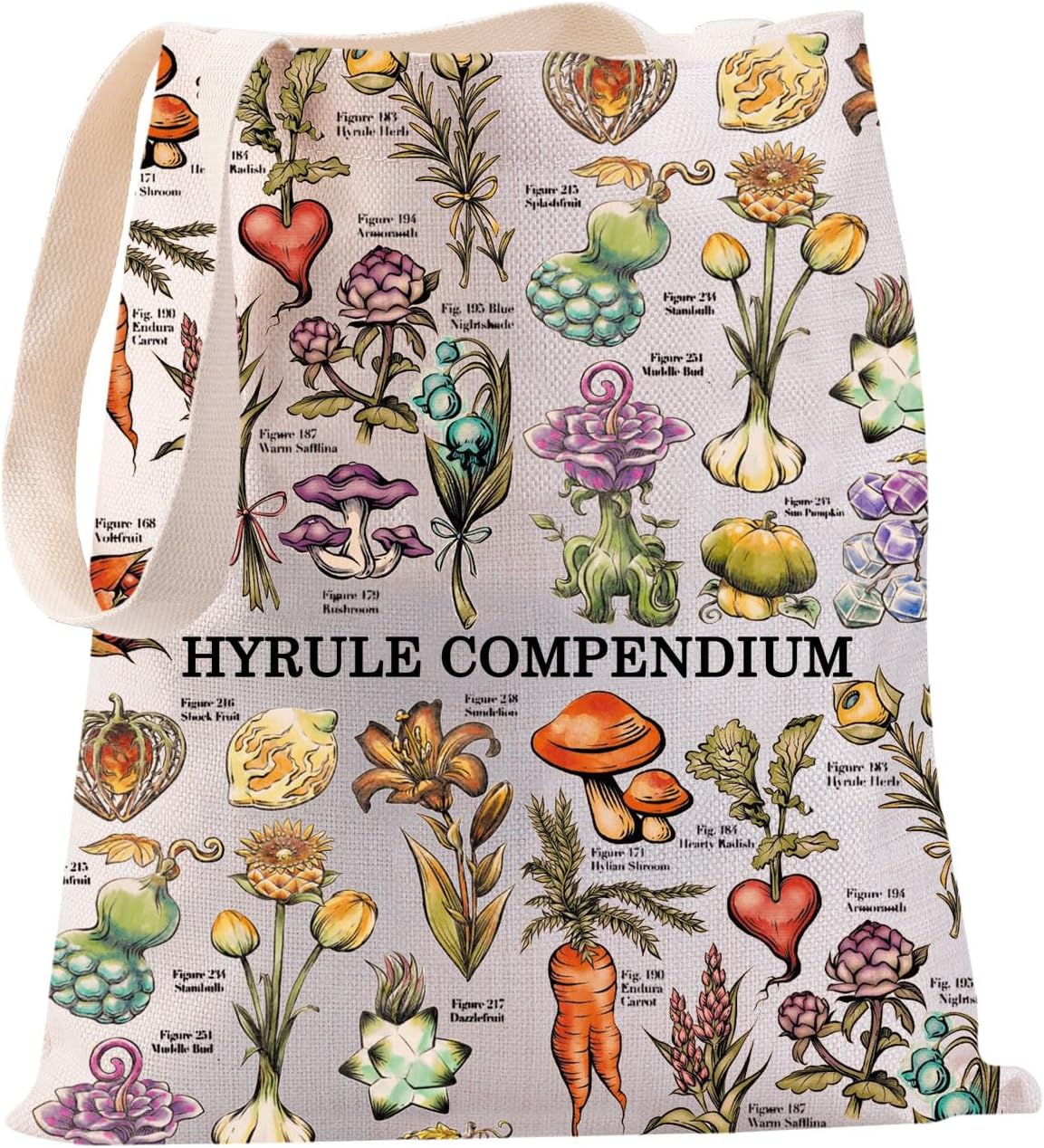 Detalle de PXTIDY Hyrule Compendium Flower Tote Bag – Cartoon Video Game Gift Korok Shopping Bag