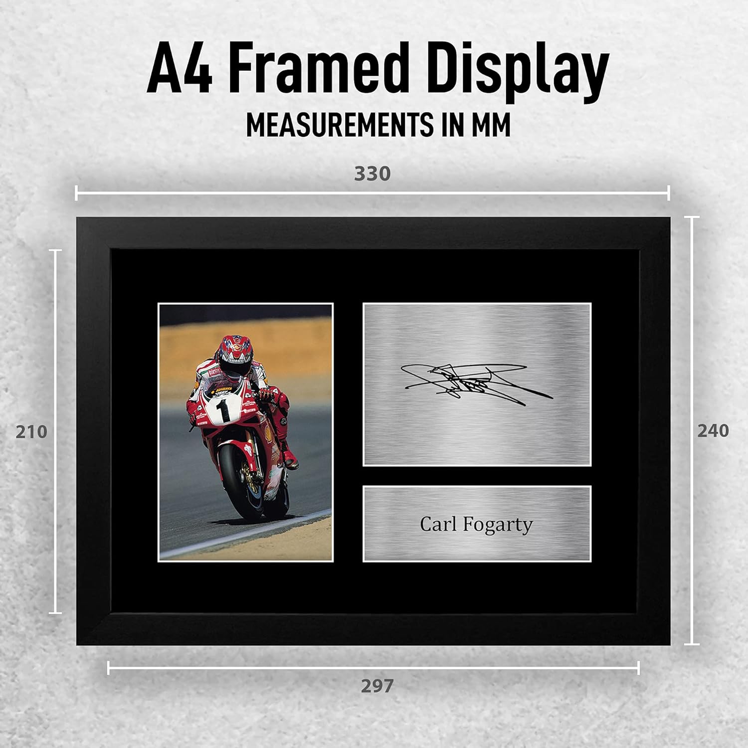 Thumbnail 1 de Carl Fogarty World Champion A4 framed signed autograph photo print by HWC Trading (A4, 330x245mm)