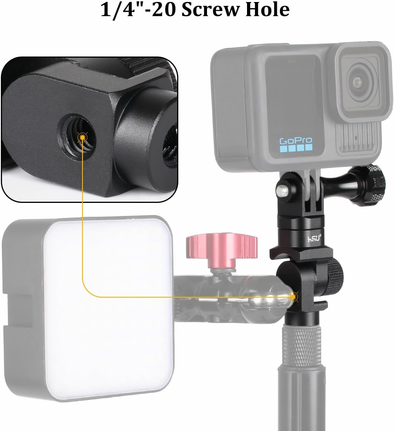 Detalle 2 de HSU Tripod Mount Adapter 180° for GoPro