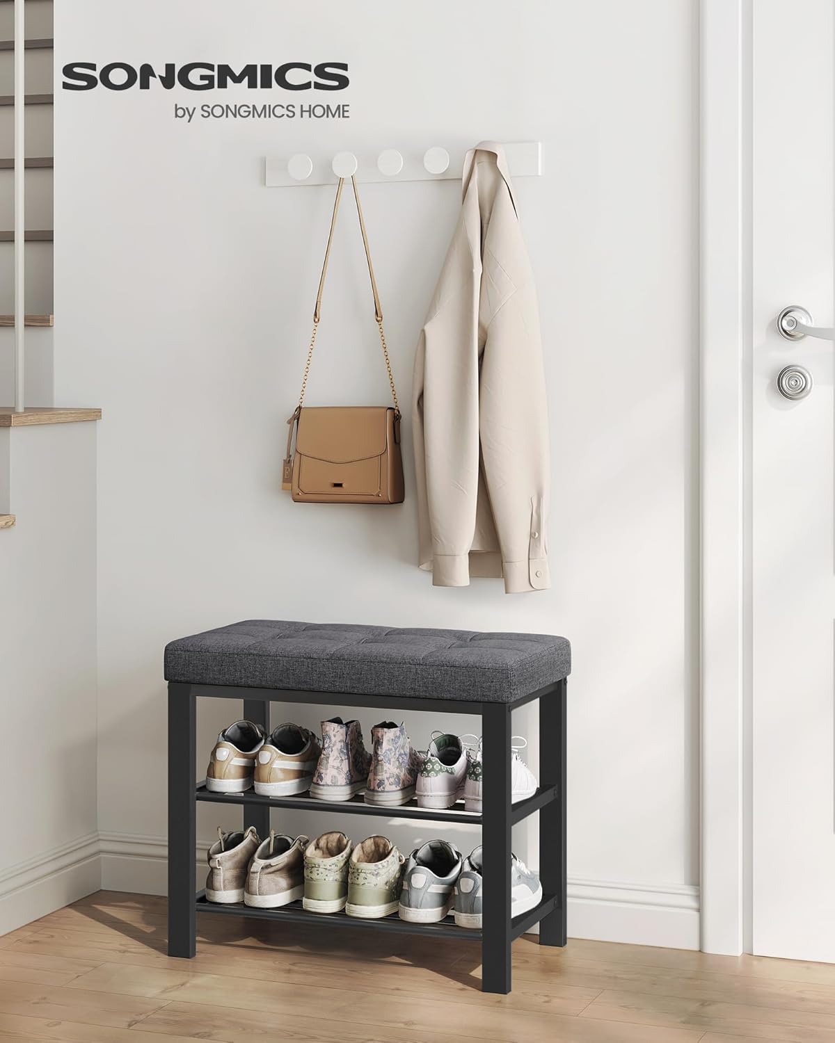 Detalle 2 de SONGMICS Banco Zapatero LBS576B01 3 Niveles