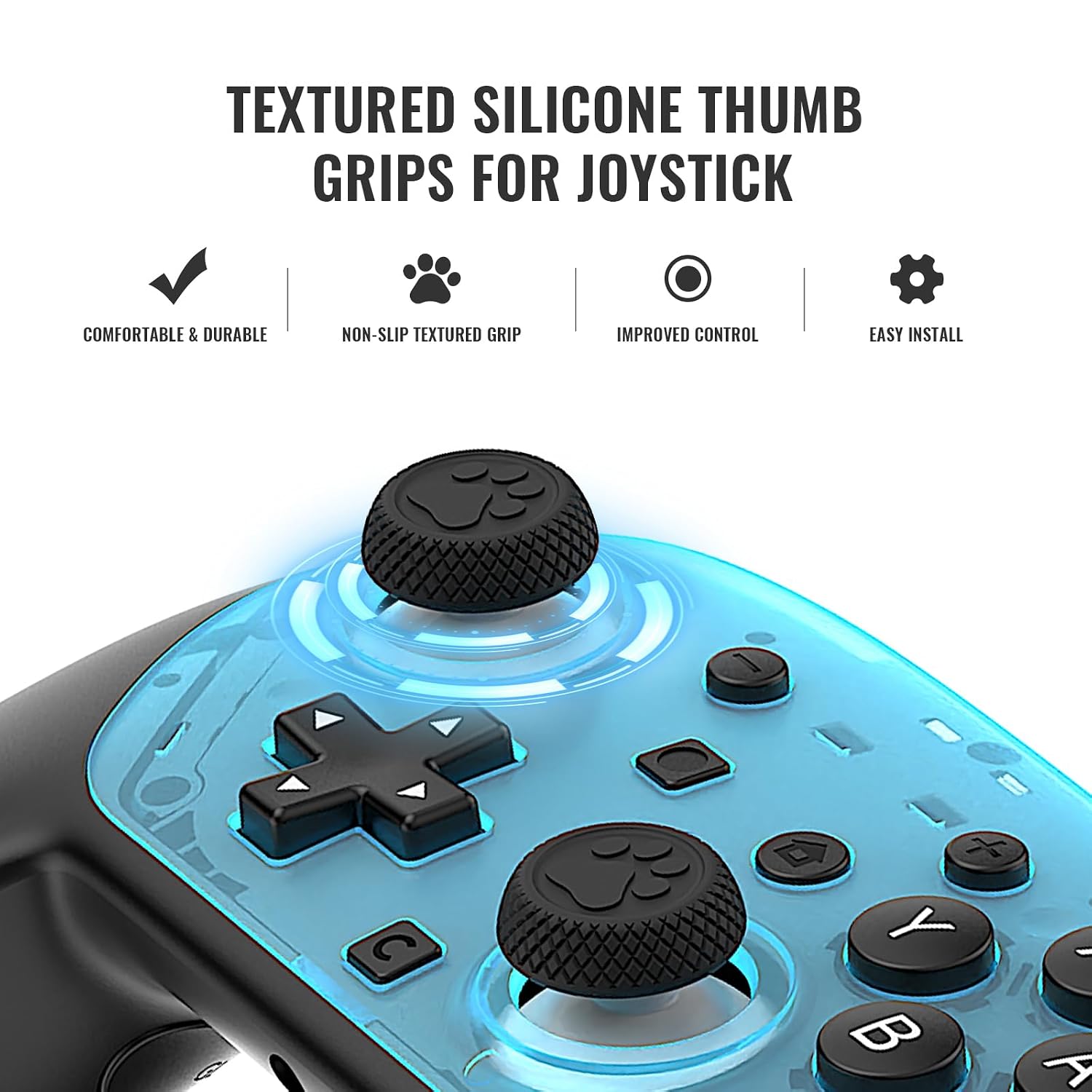 Detalle de DLseego Protective Cover Case for Switch 2 Pro Controller – Clear Blue Slim DIY Faceplate with Anti-slip Hard Shell