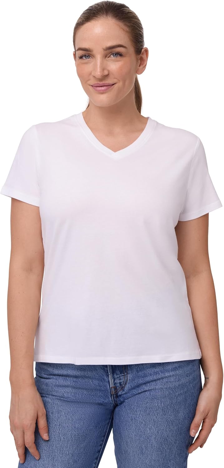 Detalle de DANISH ENDURANCE T-Shirt en coton bio et modal — Col V ou Rond, Femme