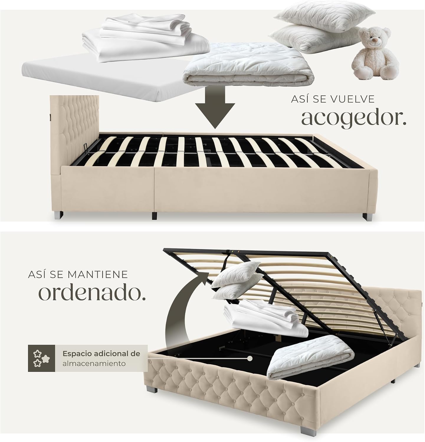 Thumbnail 6 de tectake® Cama Tapizada Terciopelo 217 x 187,5 cm