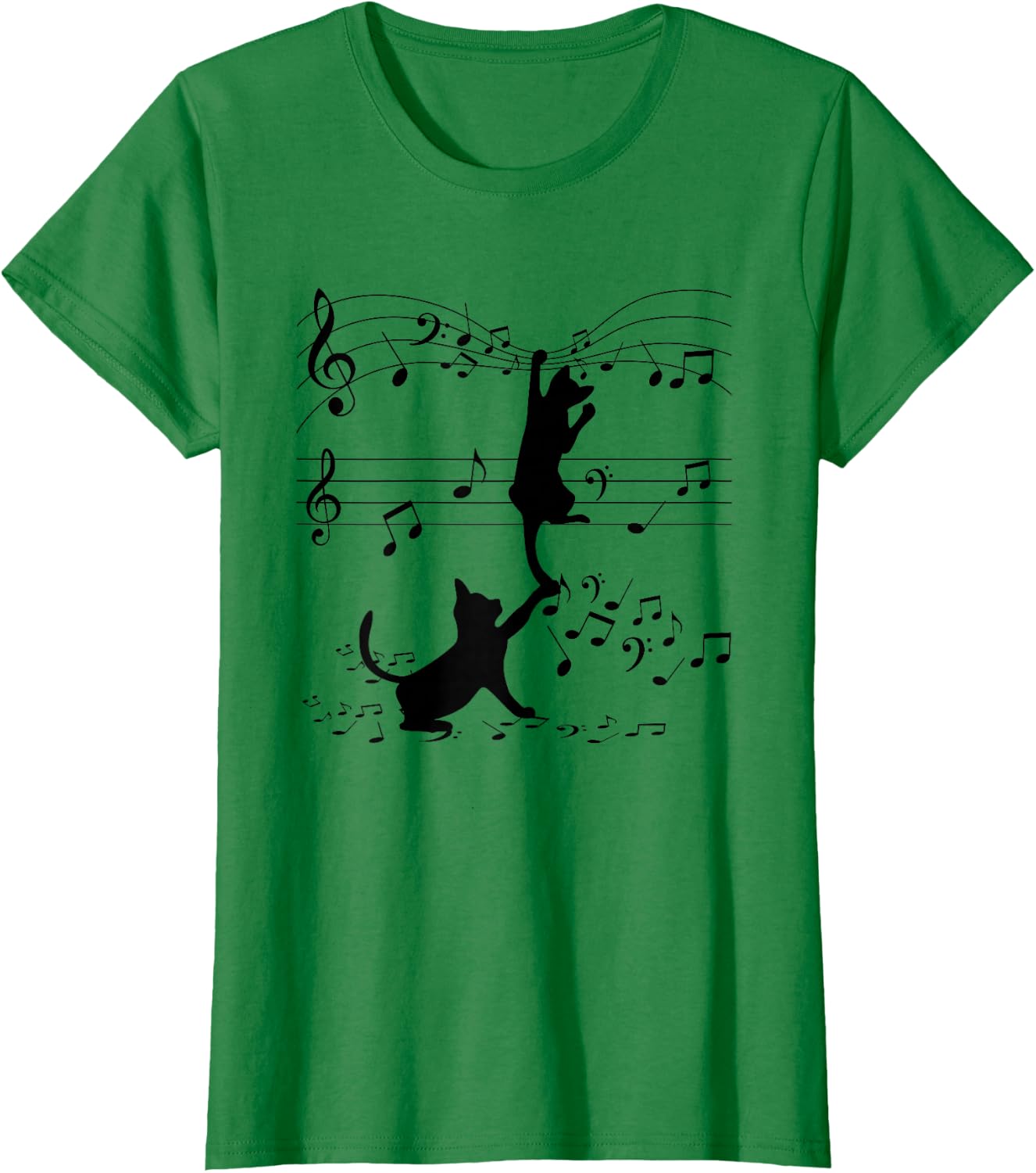 Detalle de T-Shirt Chats Noirs Musiciens Art – Tee léger au design félin et musique