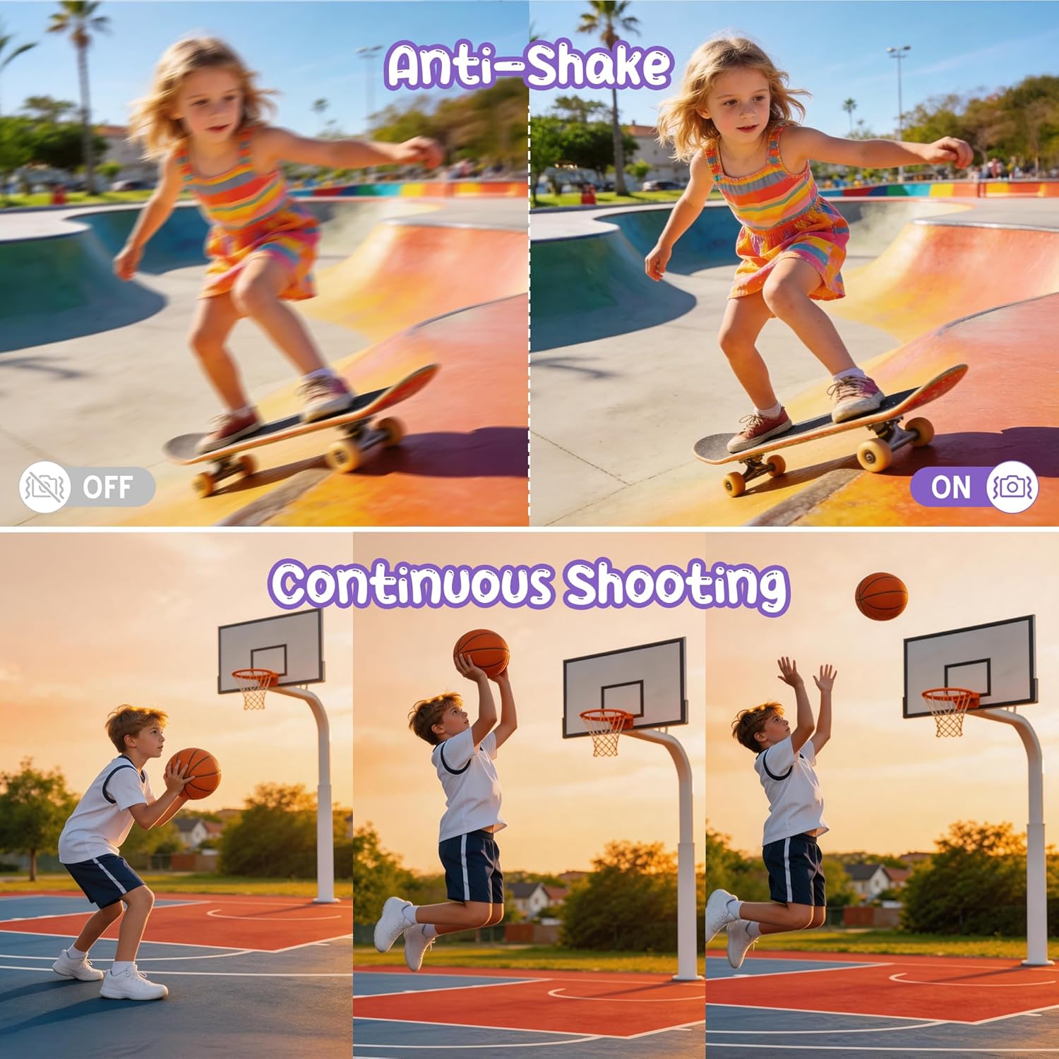 Thumbnail 4 de Fotocamera digitale 1080P 44MP compatta con schermo 2,4" e zoom 16X per vlogging e studio (viola)