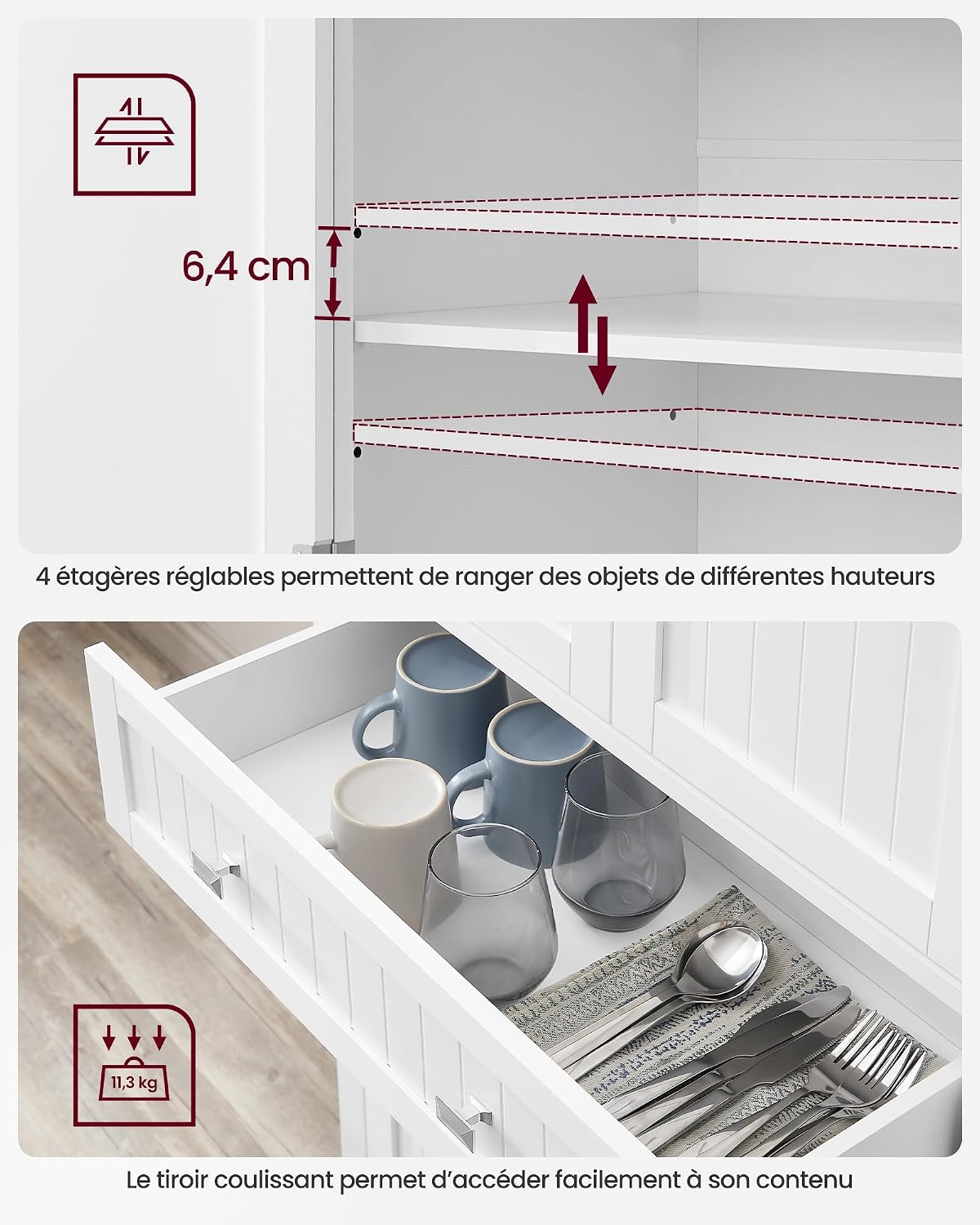 Thumbnail 5 de VASAGLE Buffet Haut BBC561W21 182,1 cm