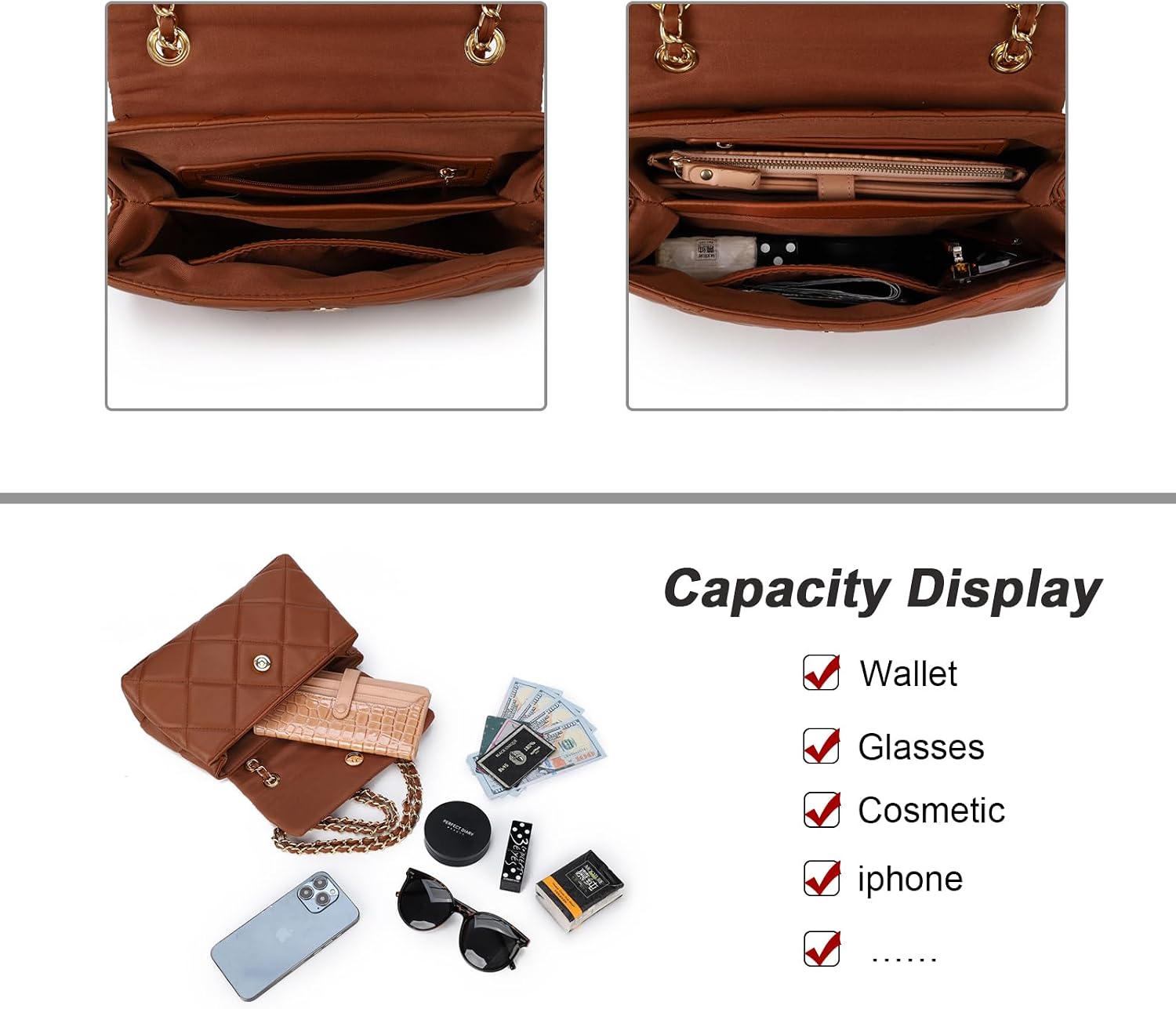 Detalle de Gladdon diamond crossbody bag with pockets