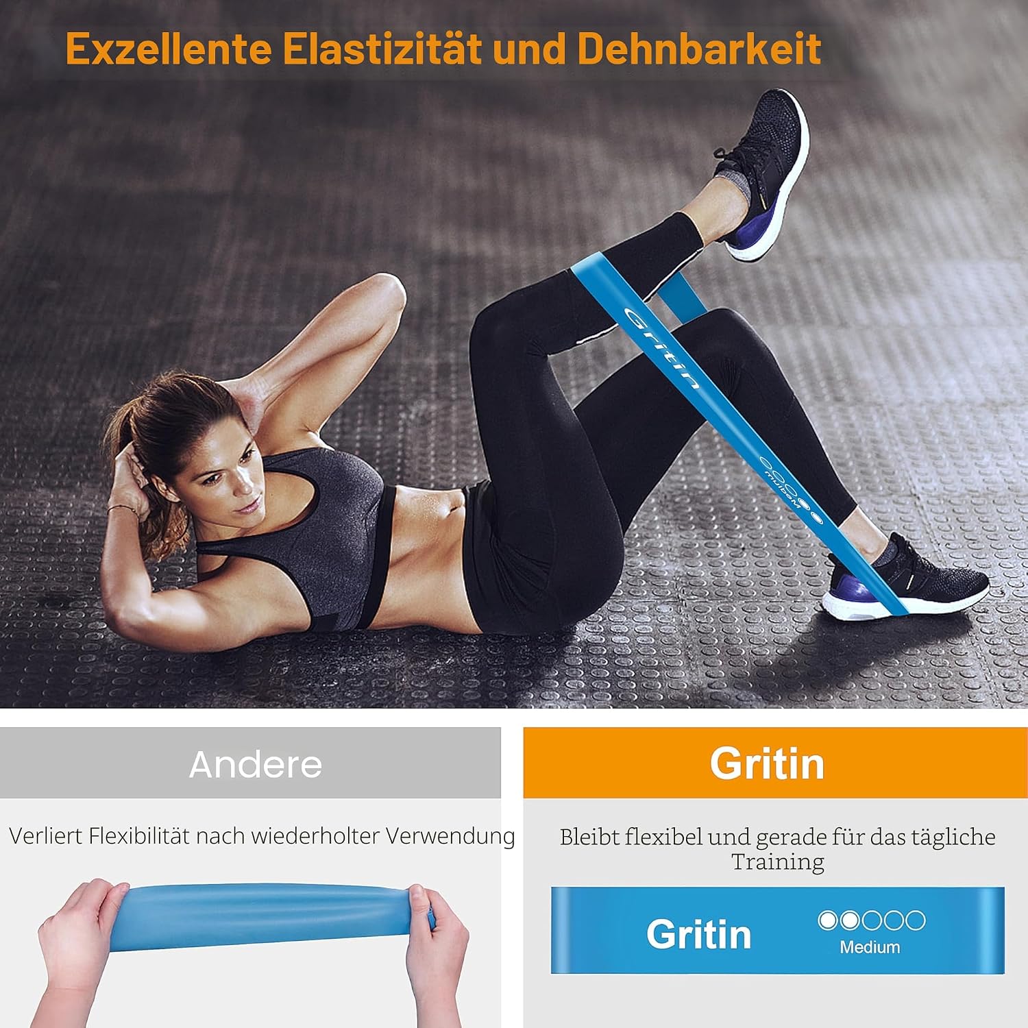 Detalle 2 de Gritin Fitnessbänder 5er Set mit 5 Stufen