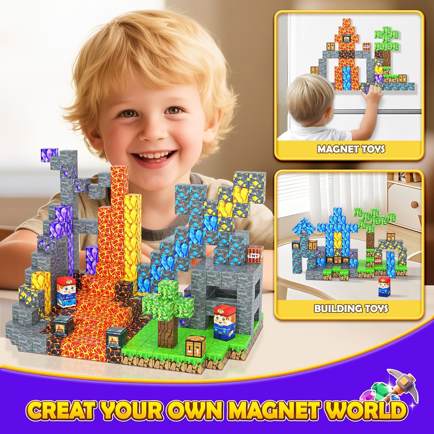 Detalle de Toyvimo Magnetic Blocks 100-Piece Magnetic Building Set (Forest & Mine Theme)