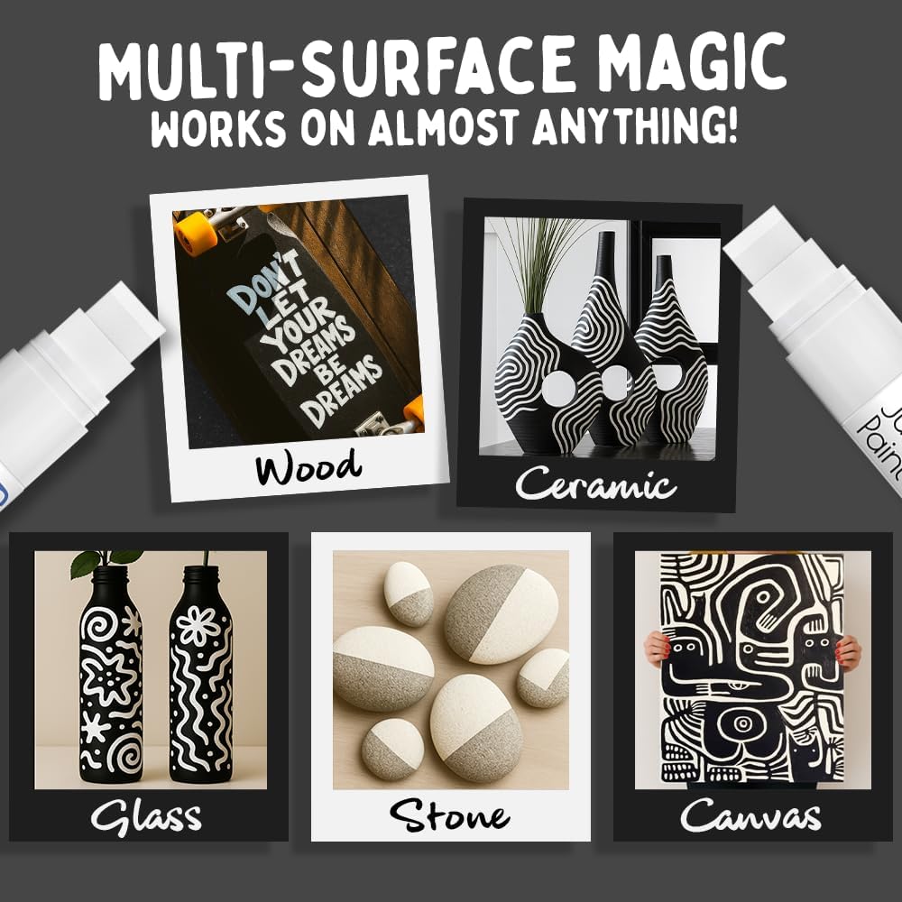 Thumbnail 3 de Funcils 4 Jumbo White Paint Pen – 15mm Wide Tip for Bold Permanent Markings