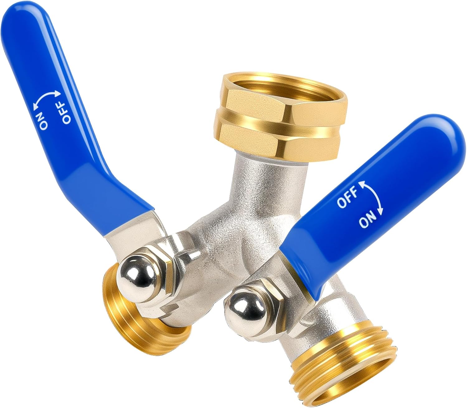Detalle de EJW Garden Hose Splitter, 2-Way Brass Connector with 3/4" GHT Threads