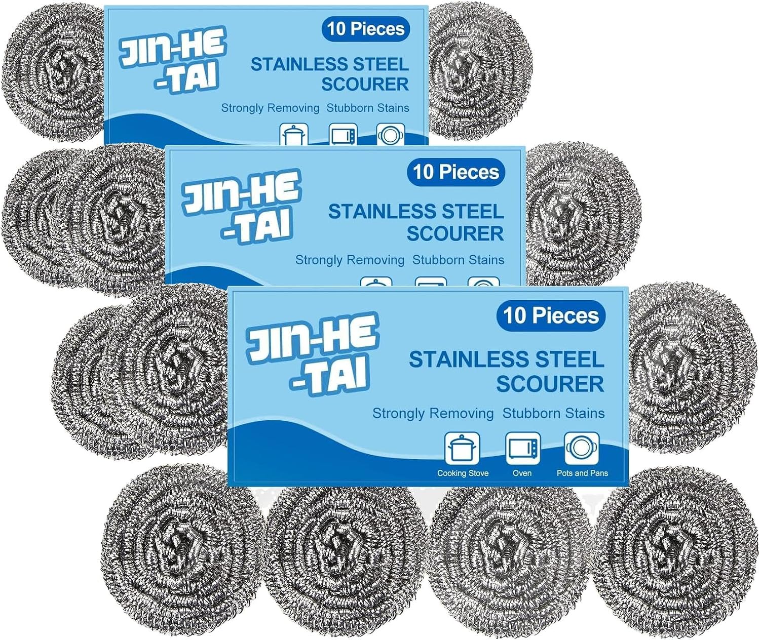 Thumbnail 6 de 10 Pack Stainless Steel Scrubber: Durable Scrubbing for Pots, Pans, Grills & More