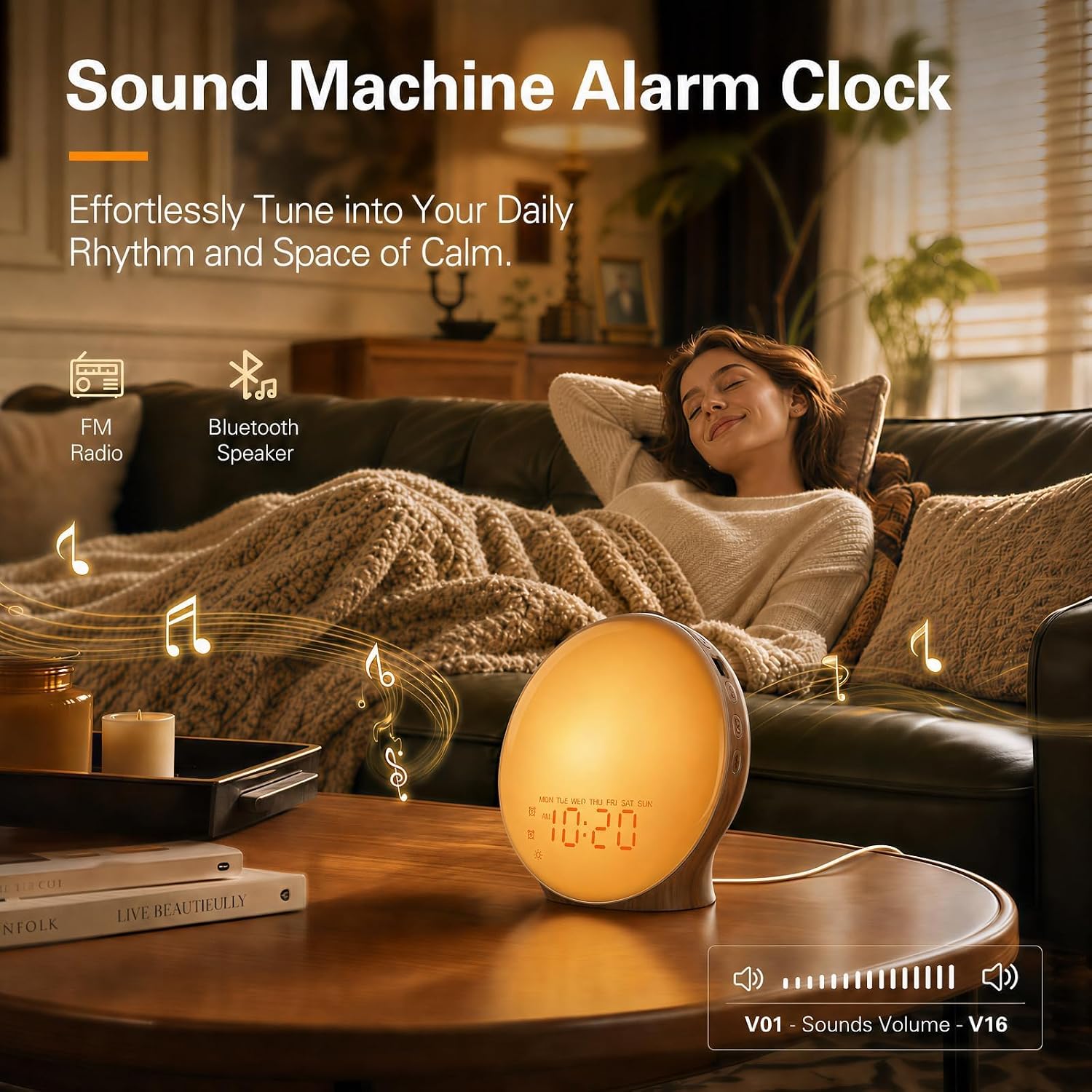 Thumbnail 6 de JALL K8-W Sunrise Alarm Clock, Full-Screen Wake-Up Light, 25 Nature Sounds