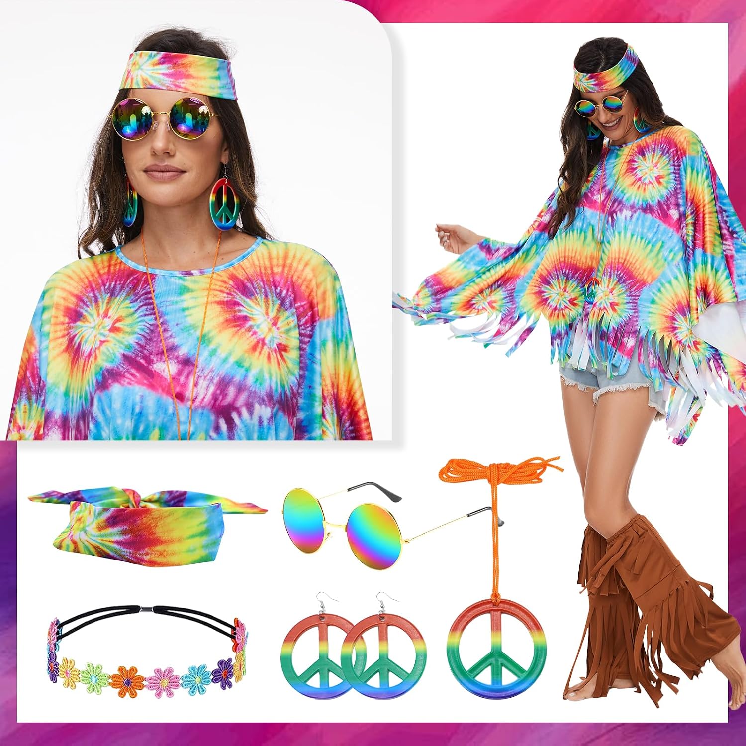 Thumbnail 5 de Sekepingo 4Pcs70sFancy Dress Set for Women – Disco/Abba 70s Retro Costume