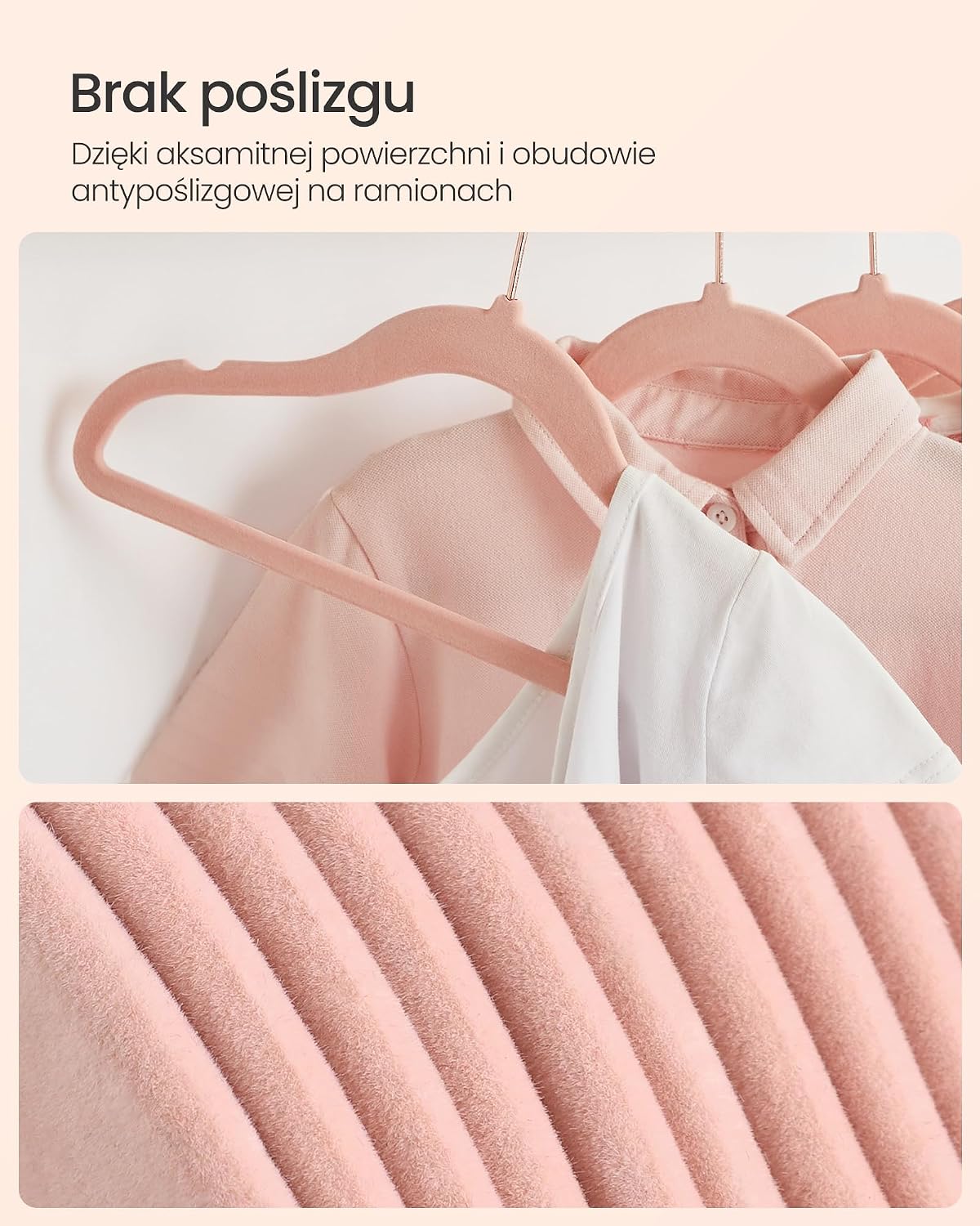 Detalle de SONGMICS BREANNA CRF027P30 – aksamitne wieszaki dziecięce, 30 sztuk