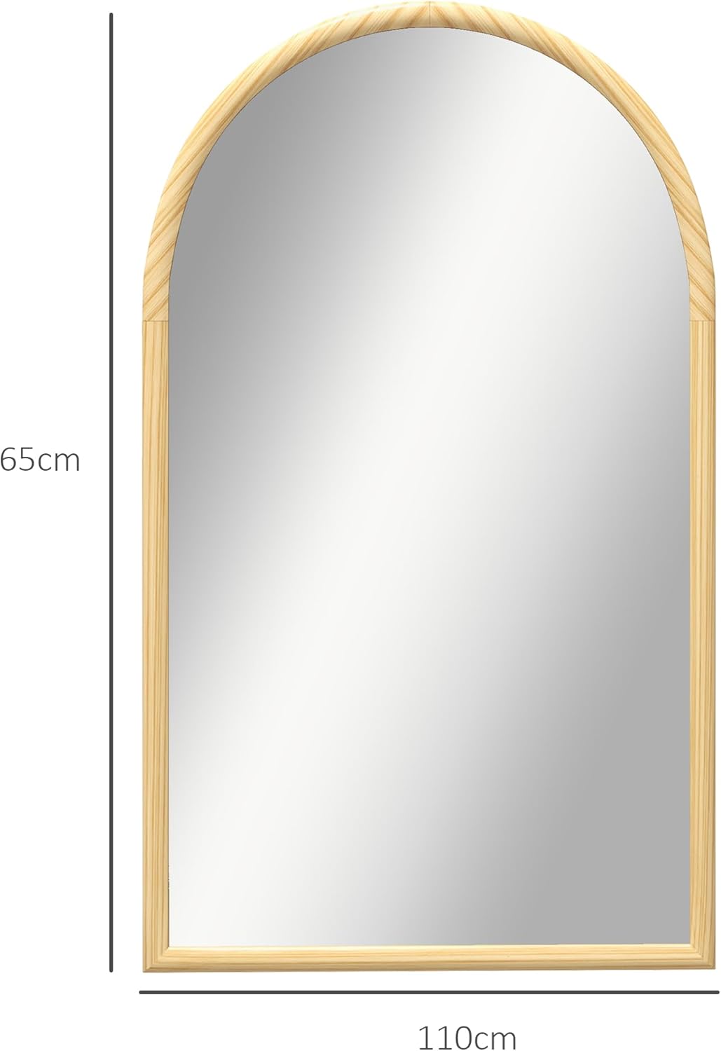 Thumbnail 6 de HOMCOM Miroir Mural Arche 110 x 65 cm – Cadre en BoisNaturel