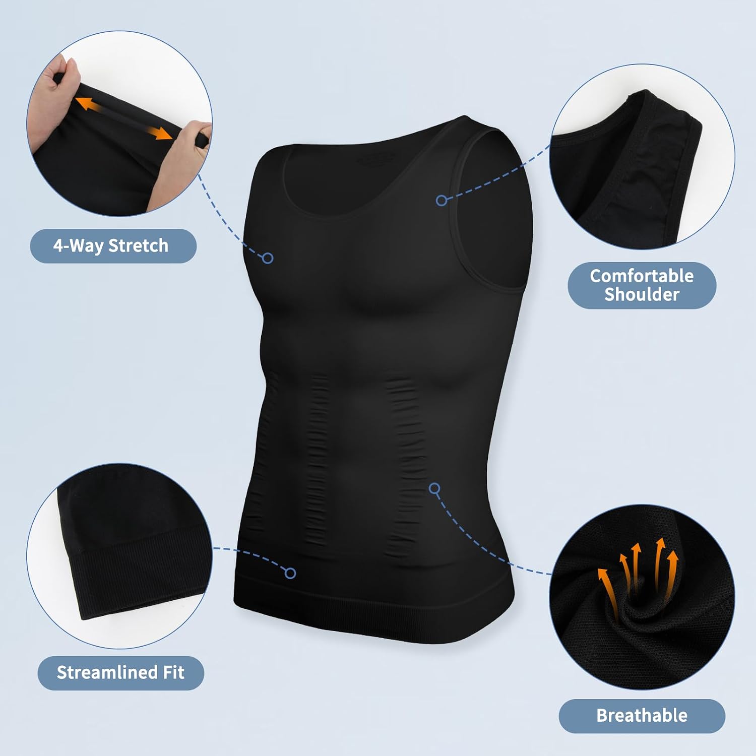 Detalle de SLIMBELLE Body Shaper – elastyczny męski podkoszulek modelujący brzuch