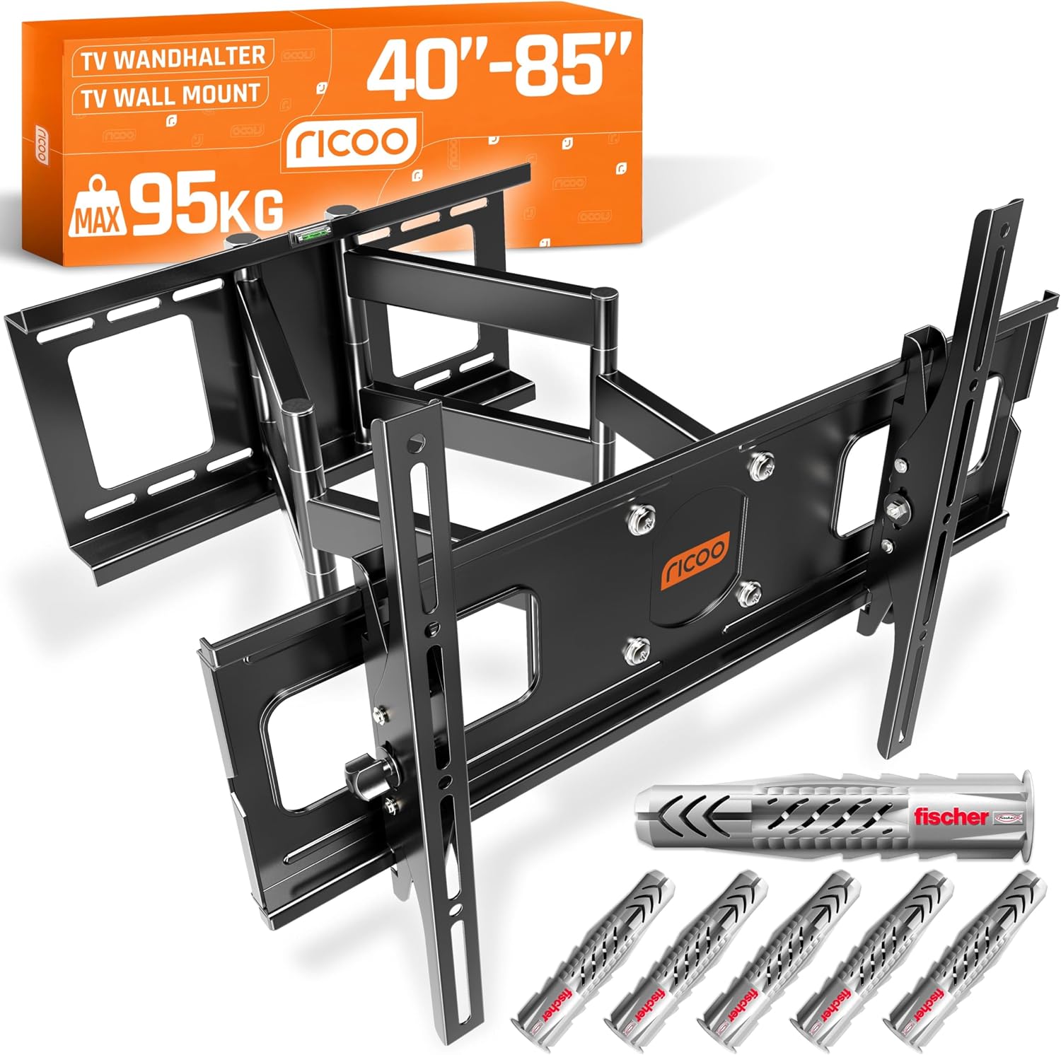Thumbnail 6 de RICOO Supporto TV parete S5144 girevole e inclinabile per TV 30–55" (VESA 200×200–400×400) fino a 95 kg
