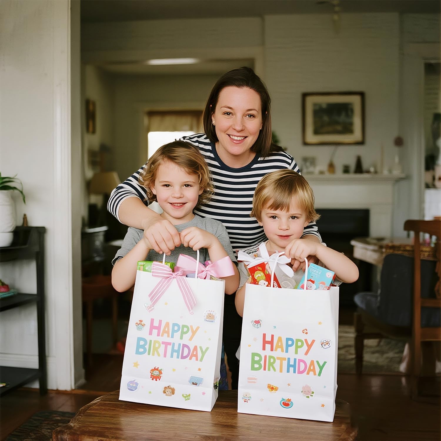 Thumbnail 6 de Ginkgo 100 Pack White Gift Bags with Handles – Medium Kraft Bags (8x4.25x10.25)
