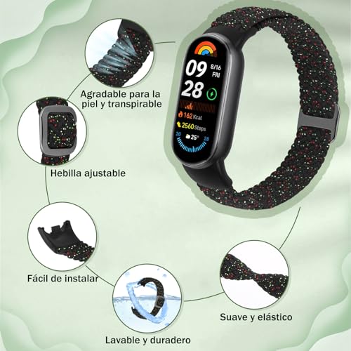 Detalle de Janpso Correas elásticas trenzadas para Xiaomi Smart Band 8/9/10 – ajuste cómodo y duradero